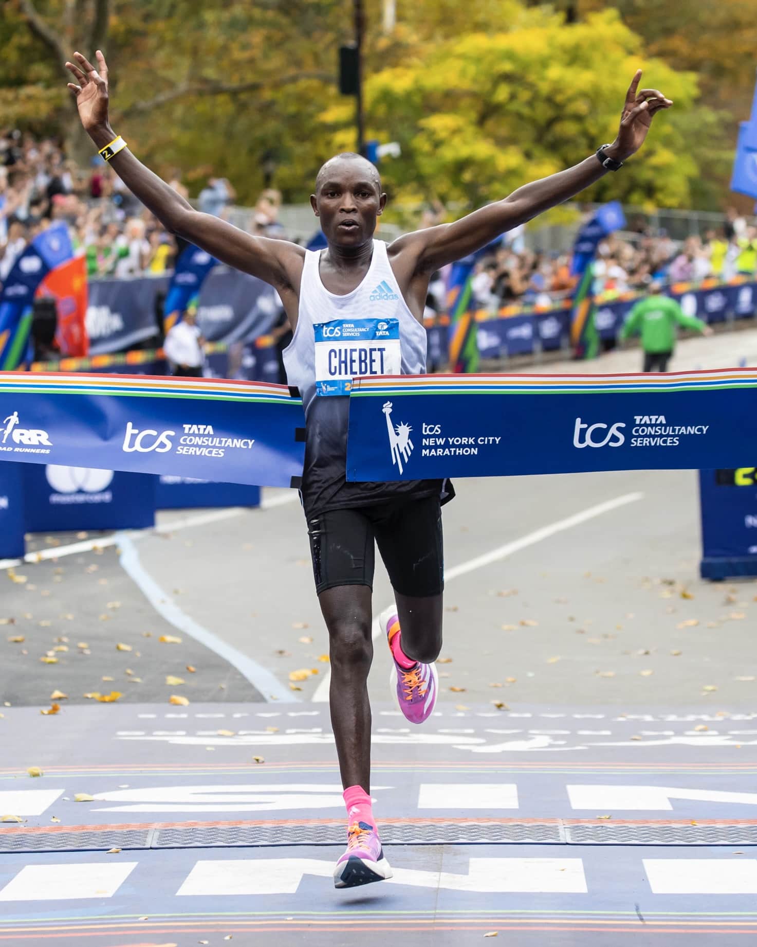 Evans Chebet winning the Boston Marathon