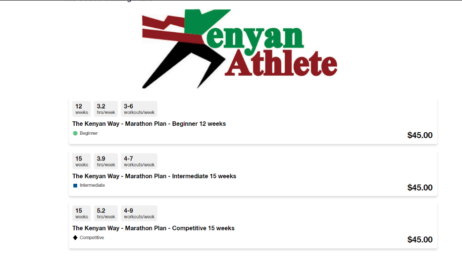 Marathon training Kenyan way plans