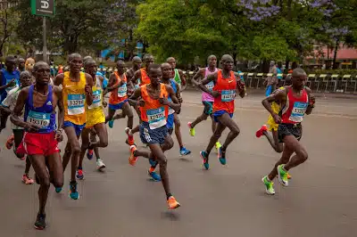 My friend Isaac Too leading the men's half marathon race at the Nairobi Marathon event