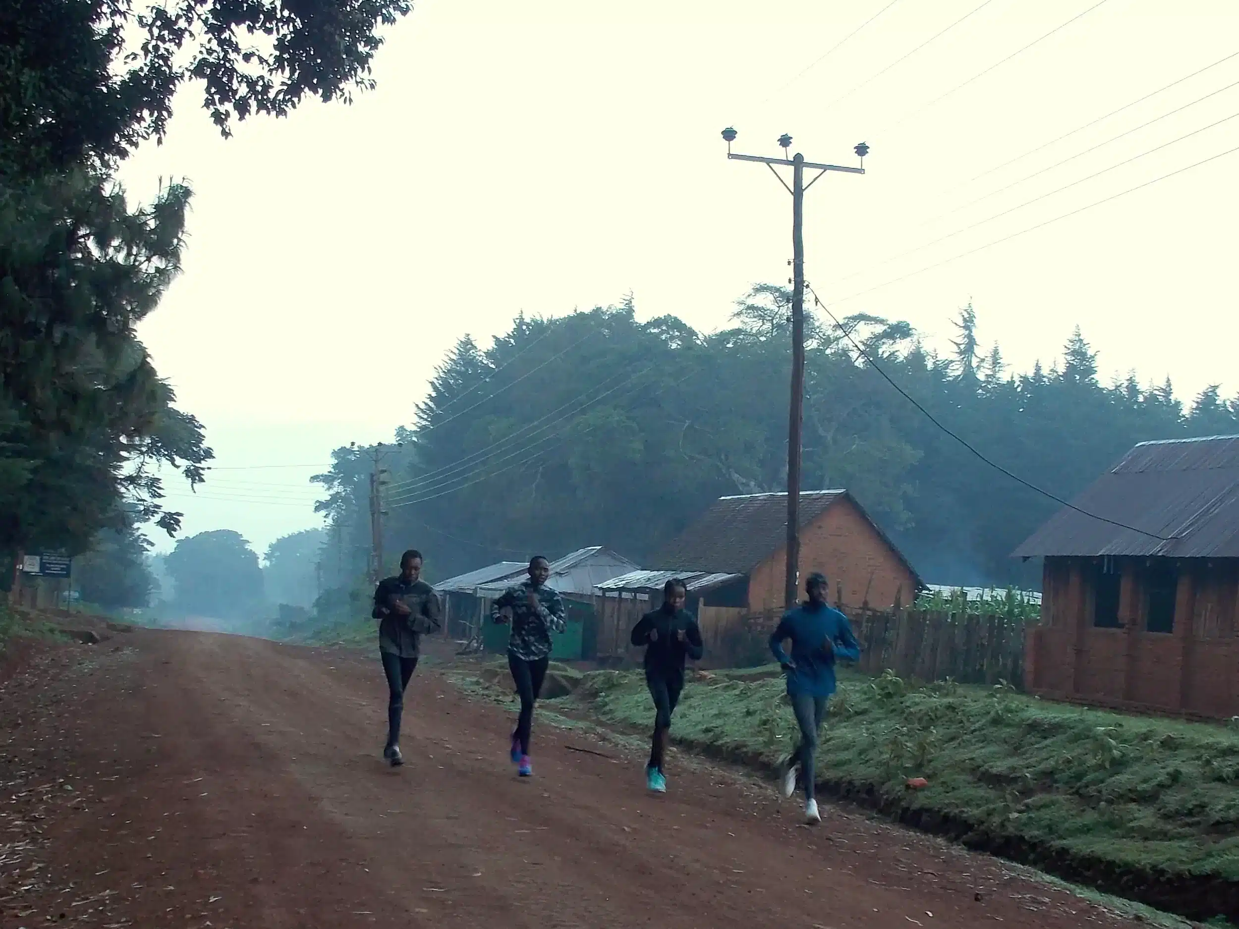 Kenyan runners training at high altitude in Kaptagat, Kenya